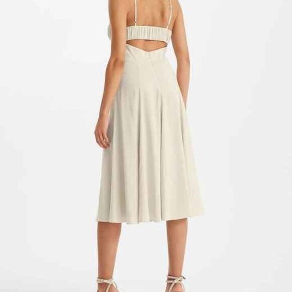 Express V-Neck Cream Midi with Cutout Back - Picture 2 of 6